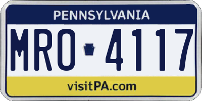 PA license plate MRO4117
