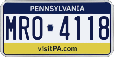 PA license plate MRO4118