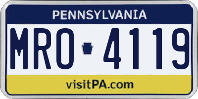 PA license plate MRO4119