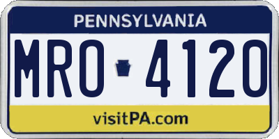 PA license plate MRO4120