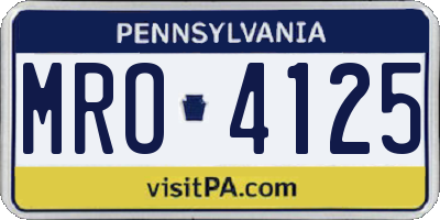 PA license plate MRO4125