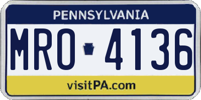 PA license plate MRO4136