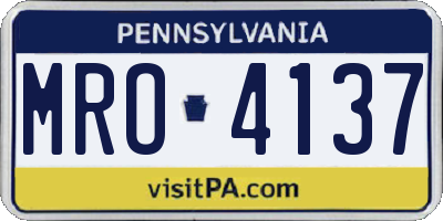 PA license plate MRO4137