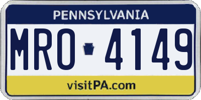 PA license plate MRO4149