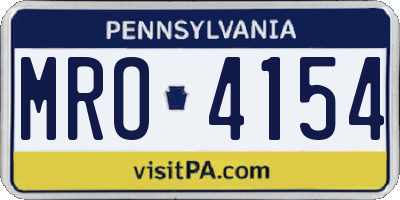PA license plate MRO4154