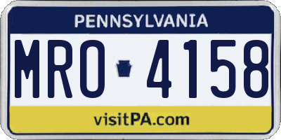 PA license plate MRO4158