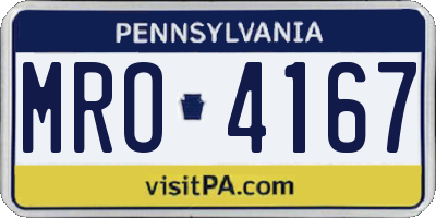 PA license plate MRO4167