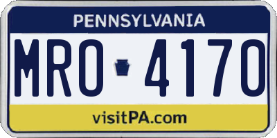 PA license plate MRO4170