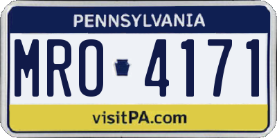 PA license plate MRO4171