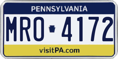 PA license plate MRO4172