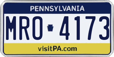 PA license plate MRO4173
