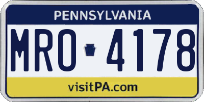 PA license plate MRO4178