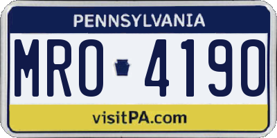 PA license plate MRO4190