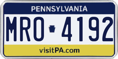 PA license plate MRO4192