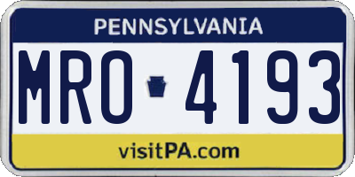 PA license plate MRO4193