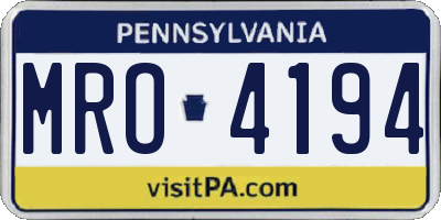 PA license plate MRO4194