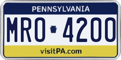 PA license plate MRO4200