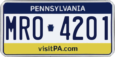 PA license plate MRO4201