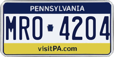 PA license plate MRO4204