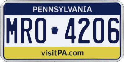 PA license plate MRO4206