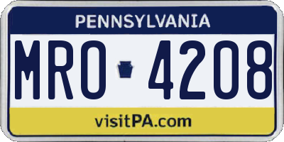 PA license plate MRO4208