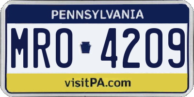 PA license plate MRO4209