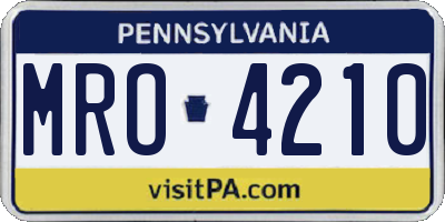 PA license plate MRO4210