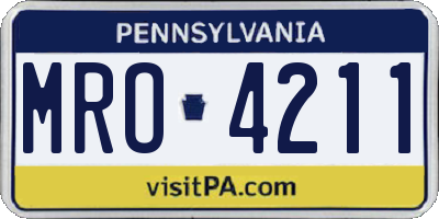 PA license plate MRO4211