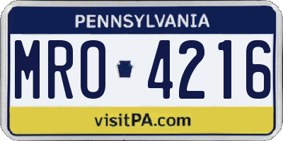 PA license plate MRO4216