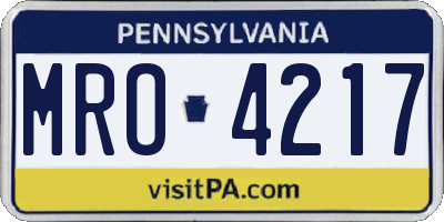 PA license plate MRO4217