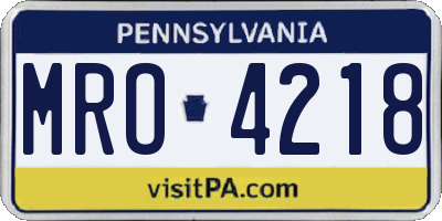 PA license plate MRO4218
