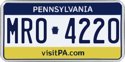 PA license plate MRO4220