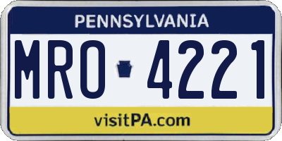 PA license plate MRO4221