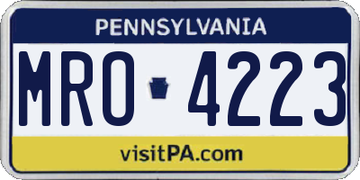 PA license plate MRO4223