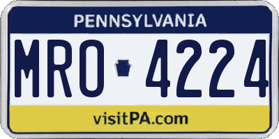 PA license plate MRO4224
