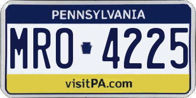 PA license plate MRO4225