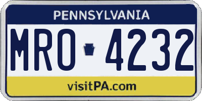 PA license plate MRO4232