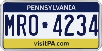 PA license plate MRO4234