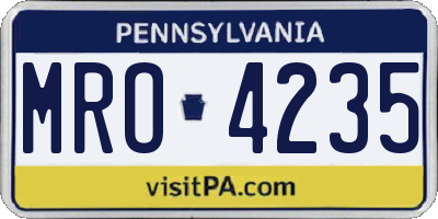 PA license plate MRO4235