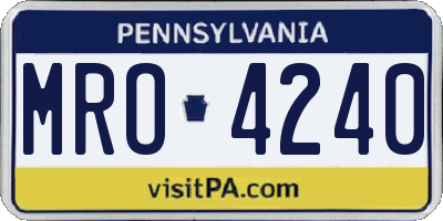PA license plate MRO4240