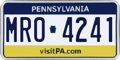 PA license plate MRO4241