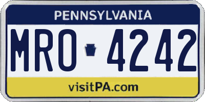PA license plate MRO4242