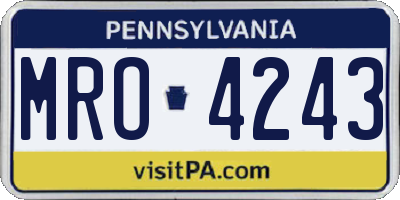 PA license plate MRO4243