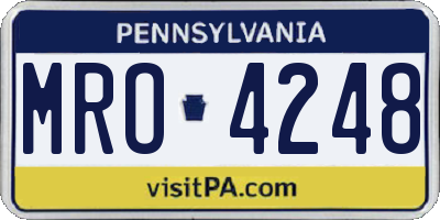 PA license plate MRO4248