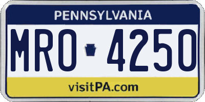 PA license plate MRO4250