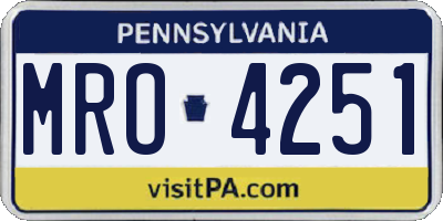 PA license plate MRO4251