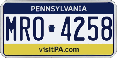 PA license plate MRO4258