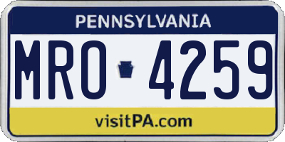 PA license plate MRO4259