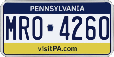 PA license plate MRO4260