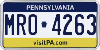 PA license plate MRO4263